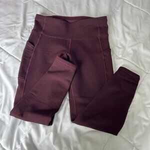 Athleta Altitude Polartec Pants Womens Medium M Maroon Powerstretch Stash Tight